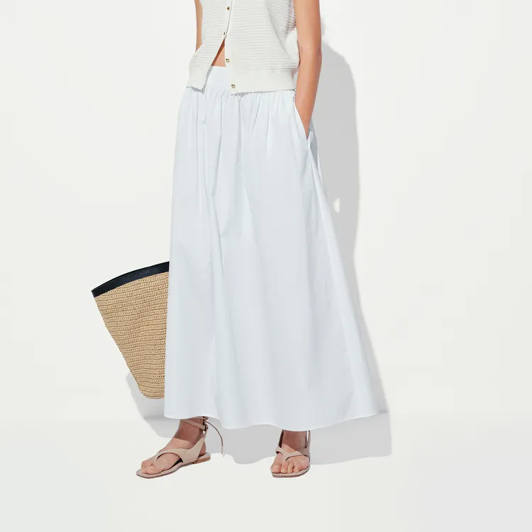 MO&CO Casual Long Skirts Women's Bleached White-2