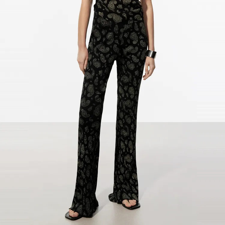 MOCO Casual Pants Women's Black With White Multicolor-1