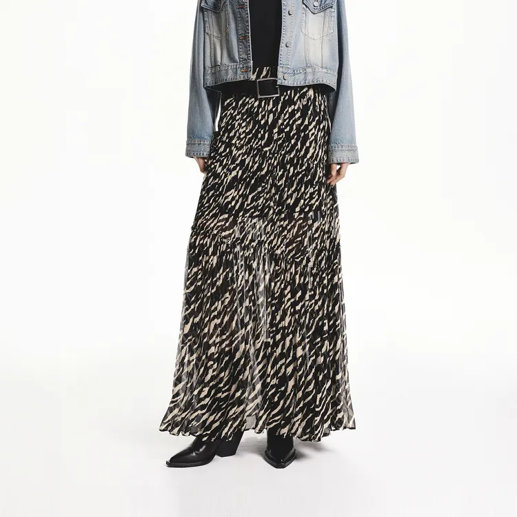 MOCO Casual Long Skirts Women's Two-Tone Tiger Pattern-2