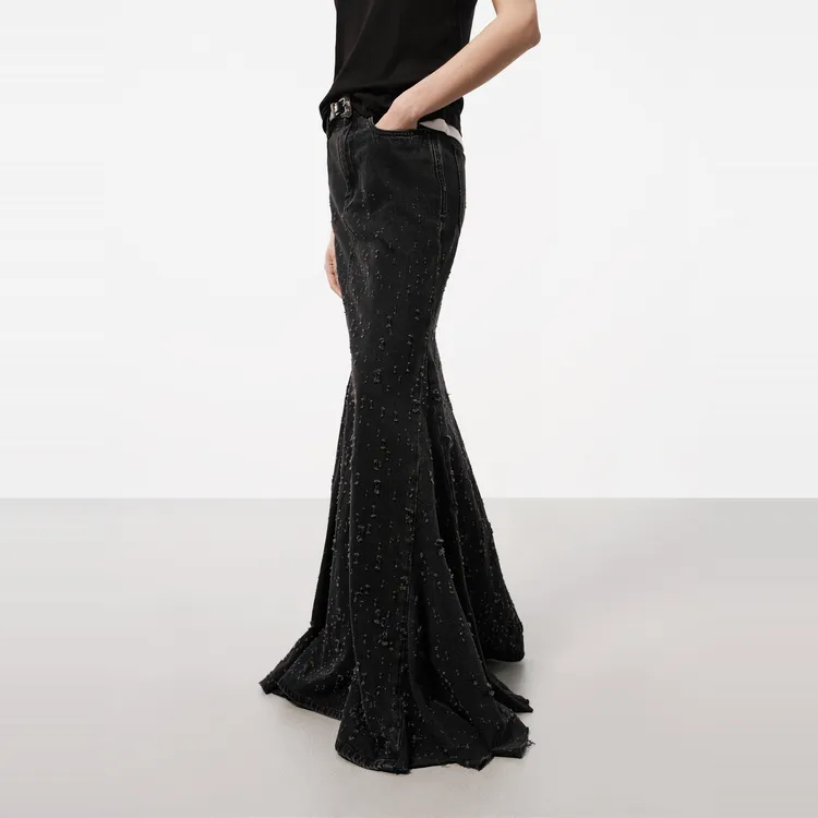 MOCO Denim Long Skirt Women's Black-4
