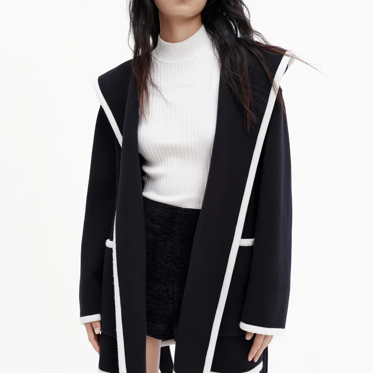 MO&CO Coats Women's Blue Black-3
