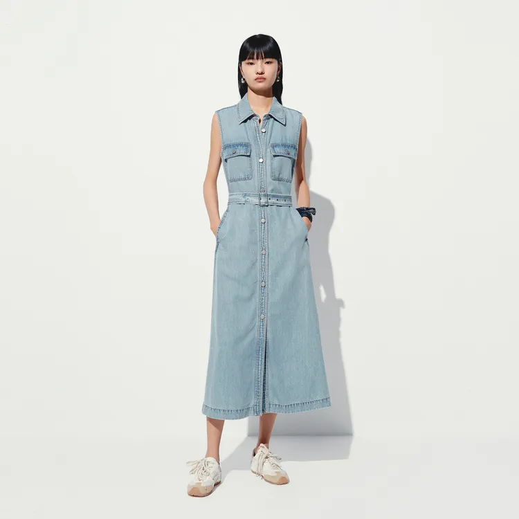 MOCO Sleeveless Dress Women's Denim Light Blue-2