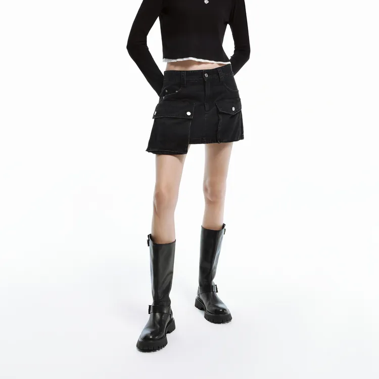 MOCO Denim Short Skirts Women's Black-2