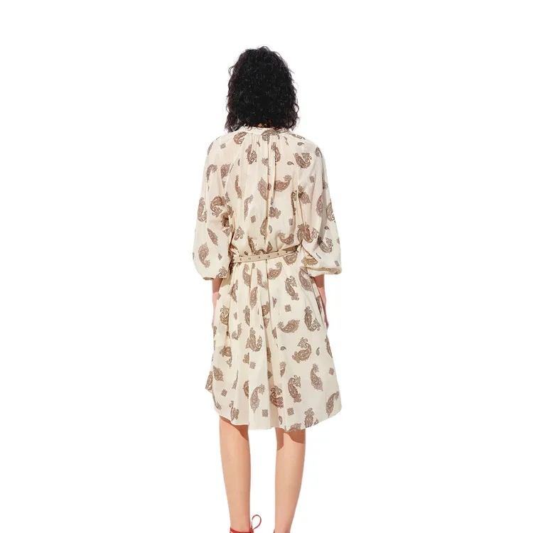 MOCO Slip Dress Women's Apricot With Paisley Pattern-0