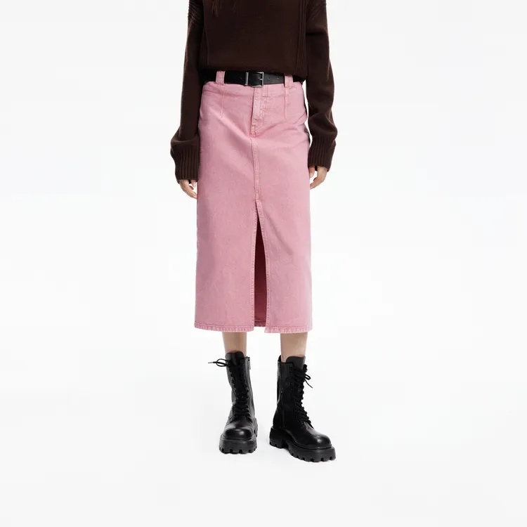 MOCO Denim Long Skirt Women's Neon Pink-4