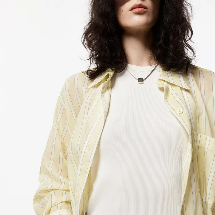 MOCO Shirt Women's Yellow With White Stripes-2