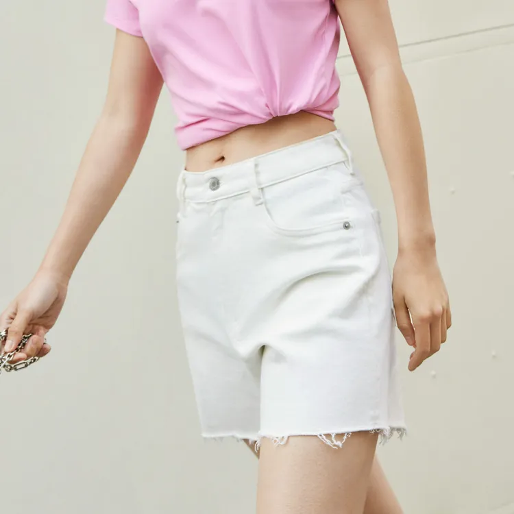 MO&CO Denim Shorts Women's Denim White-5