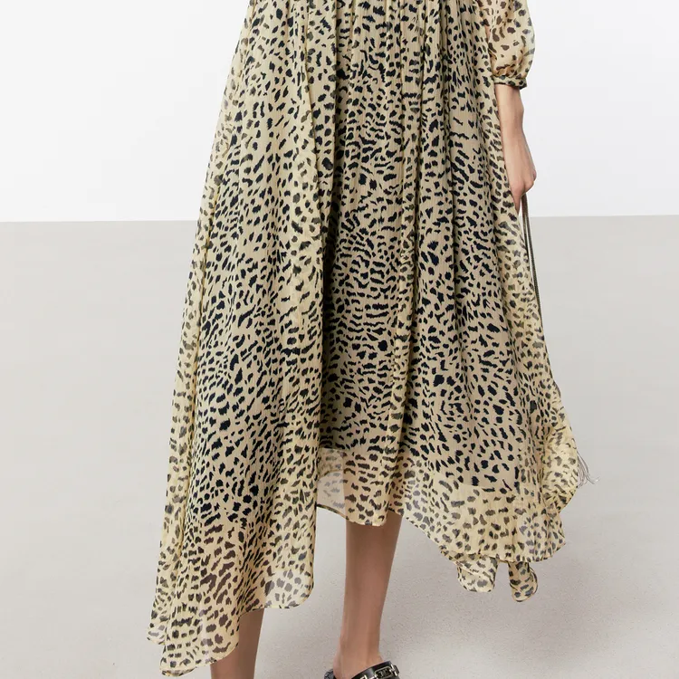 MOCO Long-Sleeved Dresses Women's Brown Apricot Leopard-4