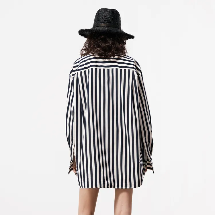 MO&CO Shirts Women's Blue White Stripes Color-2