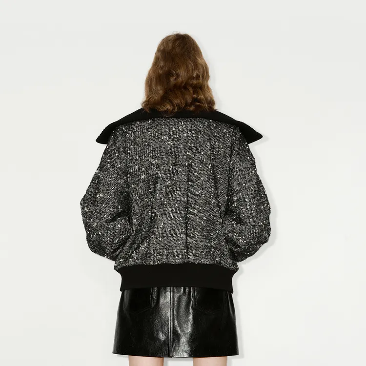 MOCO Jacket Women's Black White Mixed Color-2