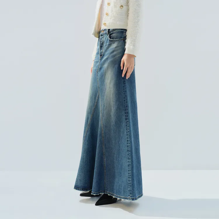 MOCO Denim Long Skirt Women's Denim Blue-4