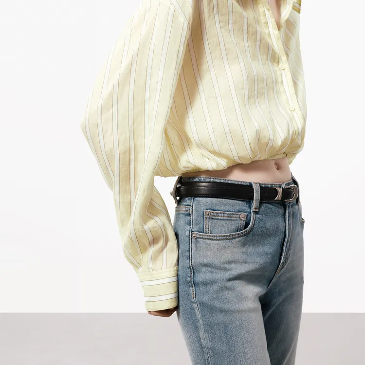 MOCO Shirt Women's Yellow White Stripes-3