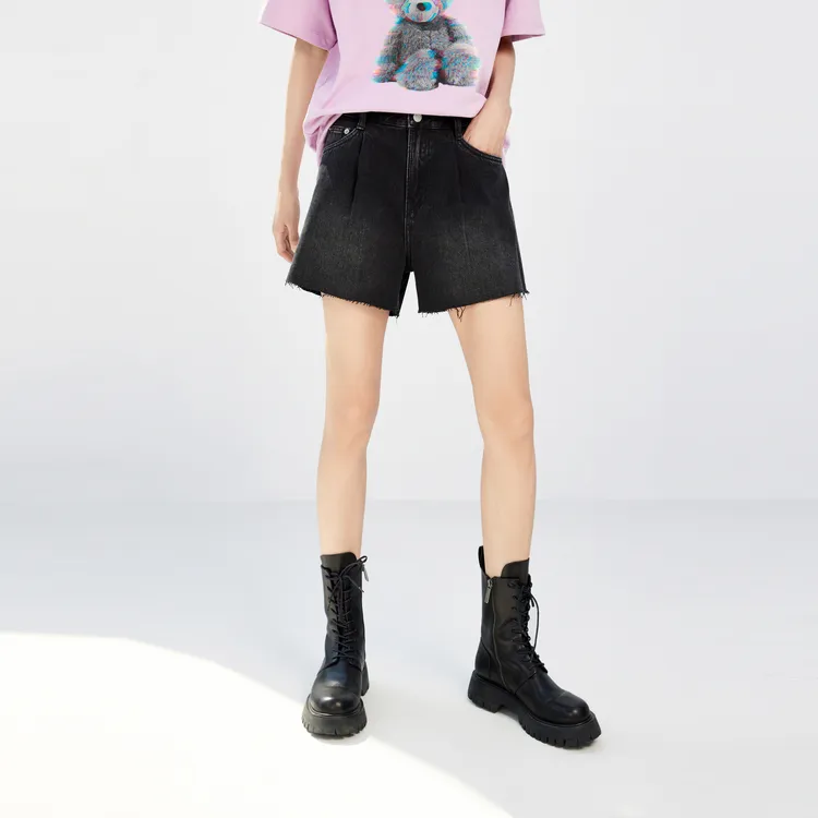MO&CO Denim Shorts Women's Black-2