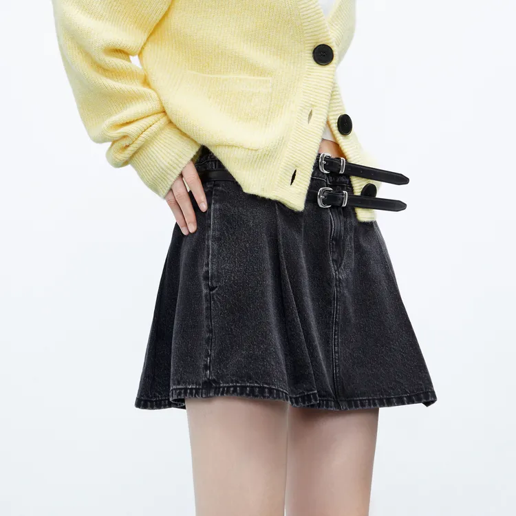 MO&CO Denim Short Skirts Women's Denim Black-5