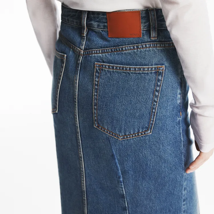 MOCO Denim Long Skirt Women's Denim Blue-4