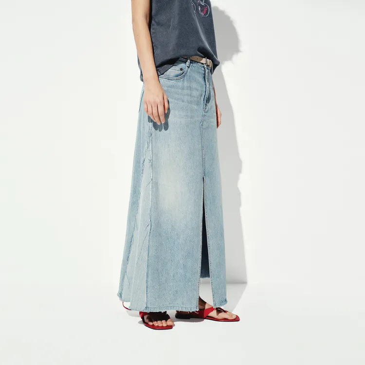MOCO Denim Long Skirt Women's Denim Blue-3