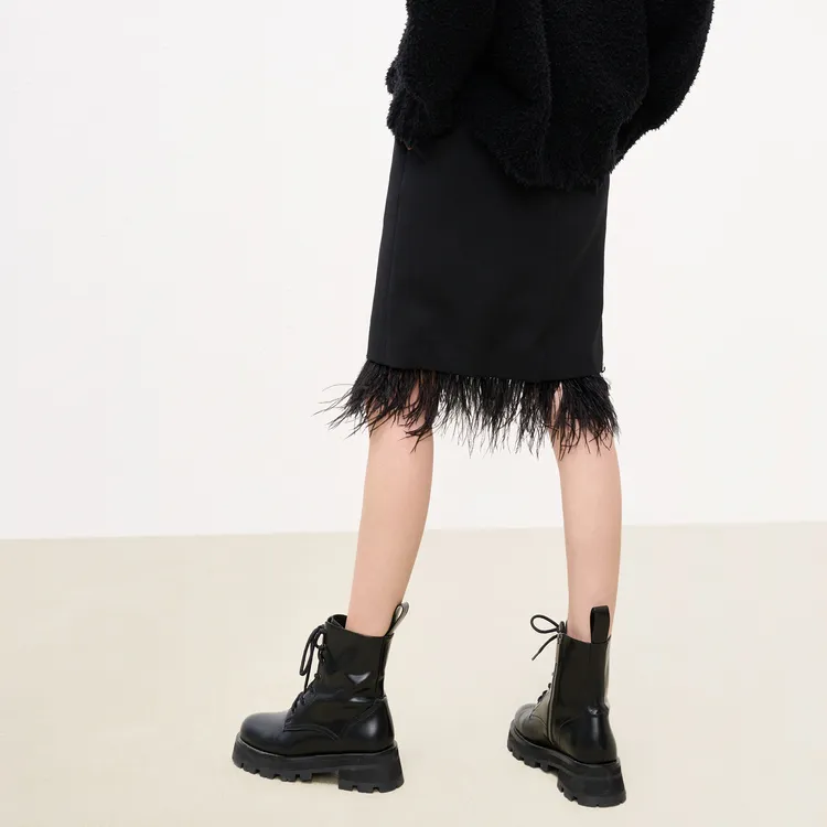 MO&CO Casual Long Skirts Women's Black-2
