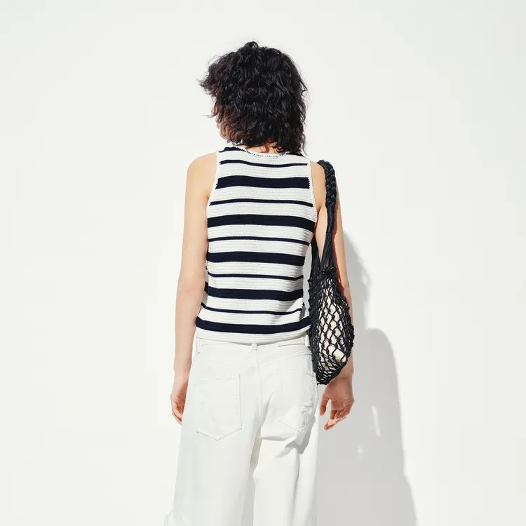 MO&CO Tank Tops Women's Blue White Stripes Color-2