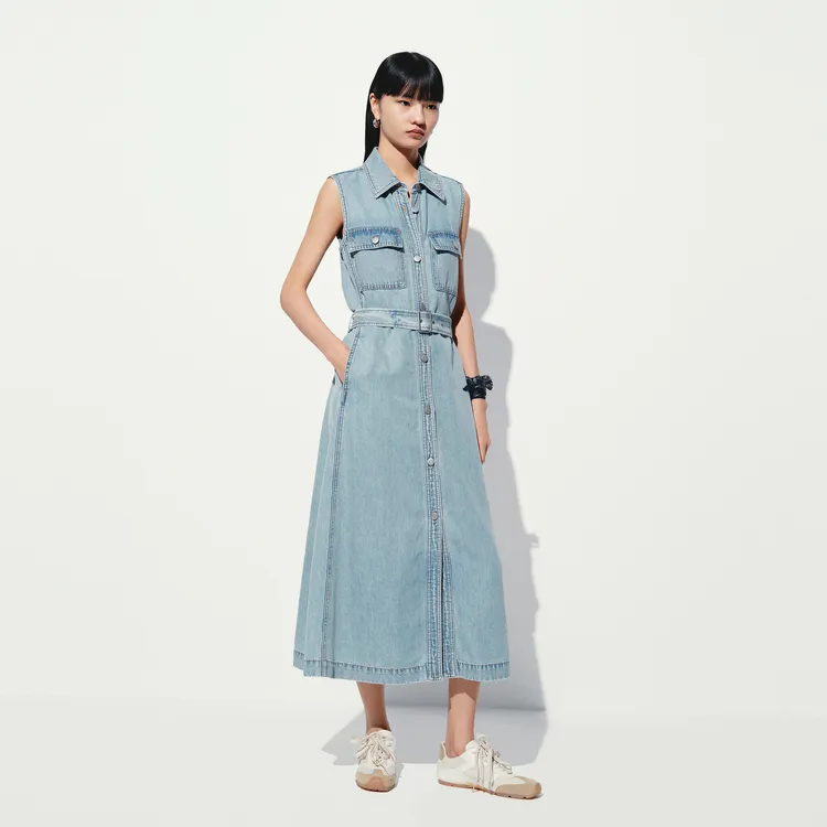 MOCO Sleeveless Dress Women's Denim Light Blue-3