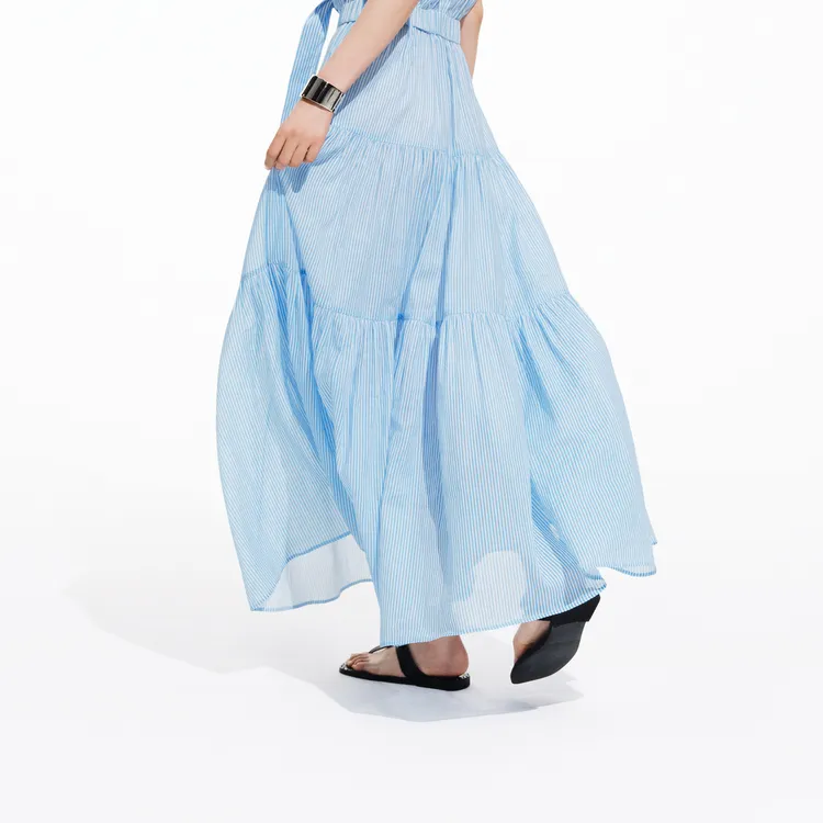 MOCO Sleeveless Dress Women's Blue White Stripes Color-4