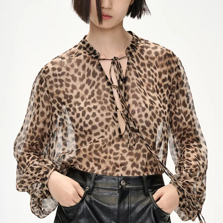 MO&CO Shirts Women's Leopard Print-3
