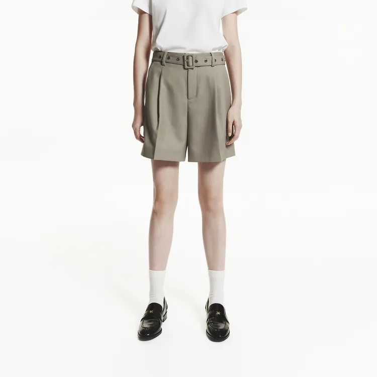 MOCO Casual Shorts Women's _Lineno Linen Green-2