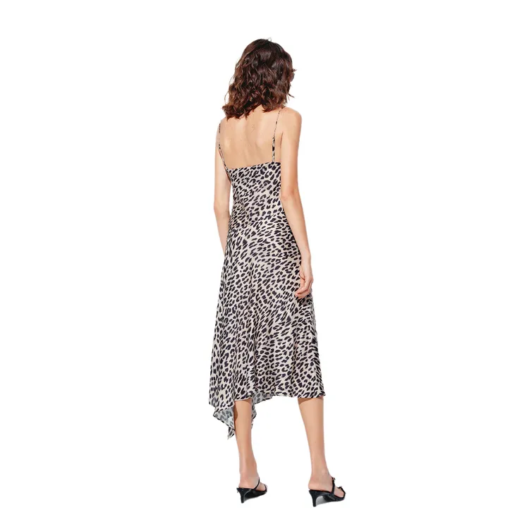 MOCO Slip Dress Women's Camel Brown Leopard Print-0