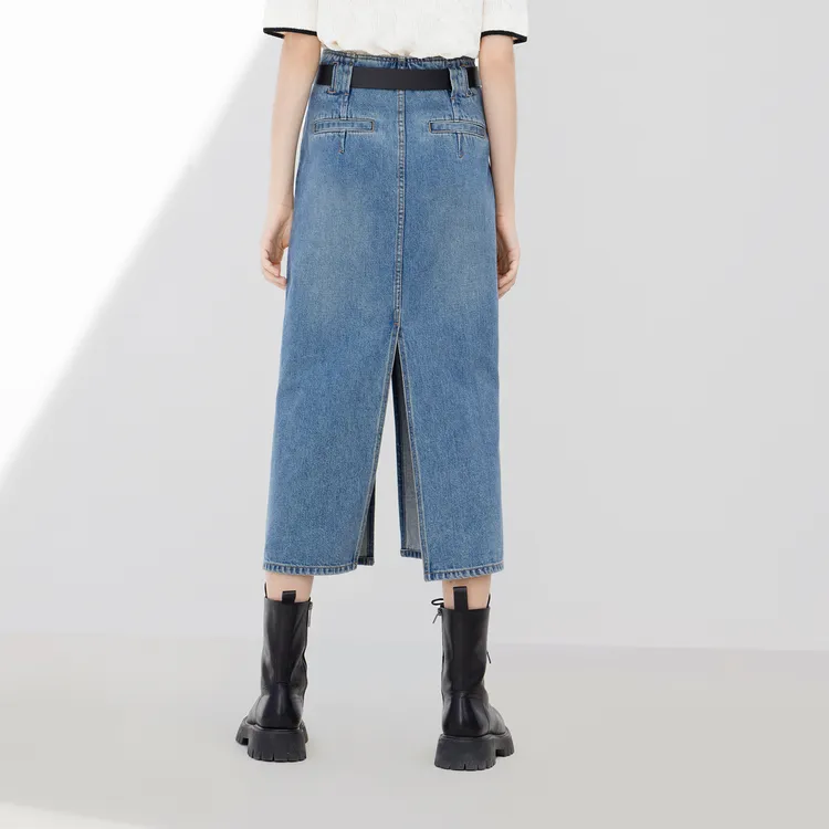 MOCO Denim Long Skirt Women's Blue-1