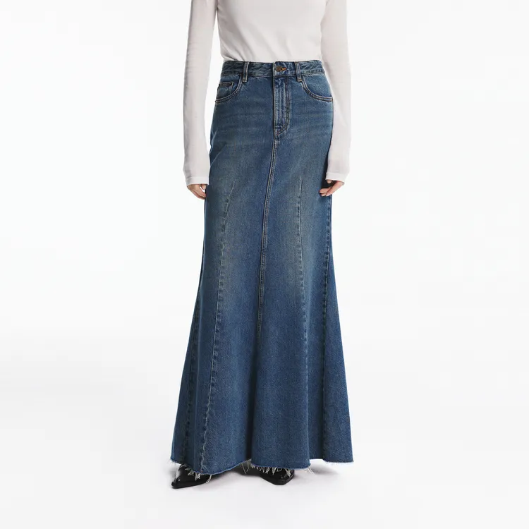 MOCO Denim Long Skirt Women's Denim Blue-2
