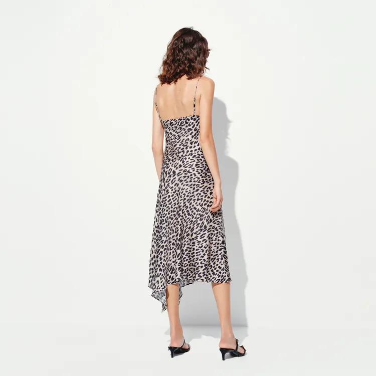 MOCO Slip Dress Women's Camel Brown Leopard Print-1