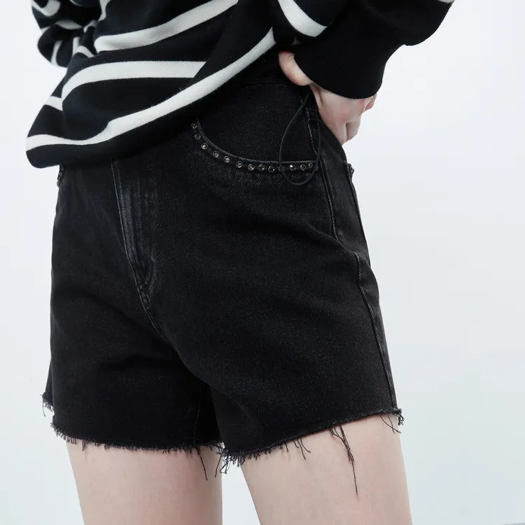 MO&CO Denim Shorts Women's Black-4