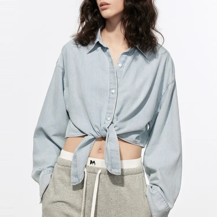 MO&CO Shirts Women's Denim Blue-3