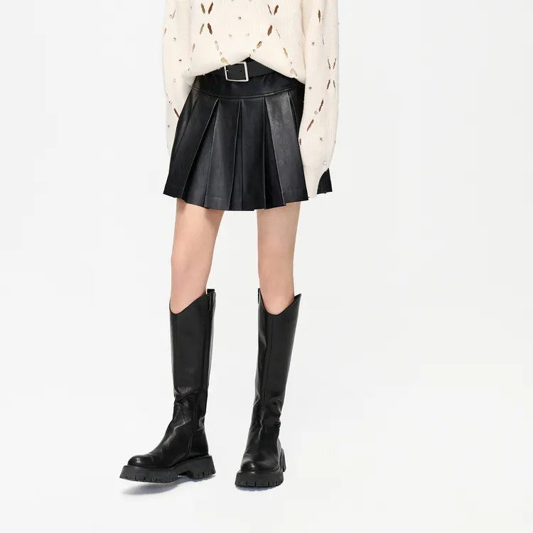 MOCO Leather Short Skirts Women's Black-2
