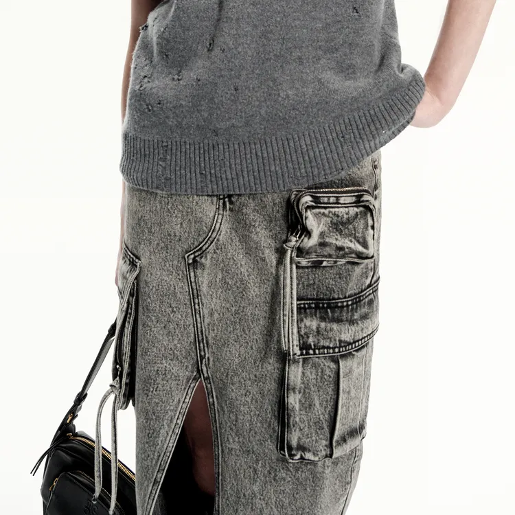 MOCO Denim Long Skirt Women's Black-5
