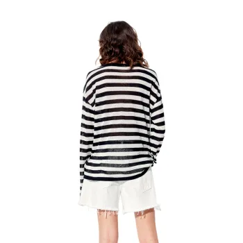 MOCO Knitwear Women's White Black Stripes