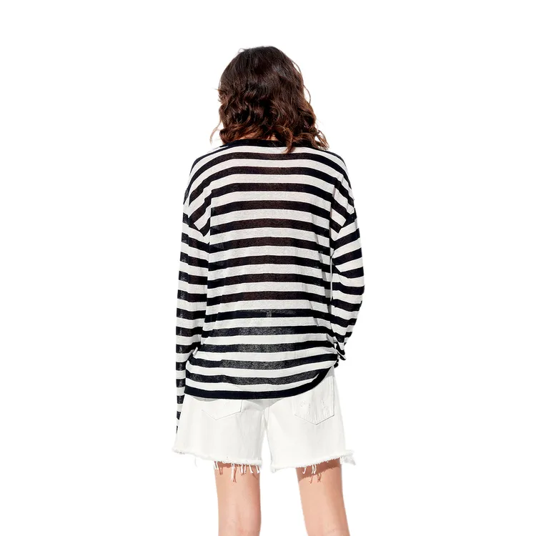 MOCO Knitwear Women's White Black Stripes-0