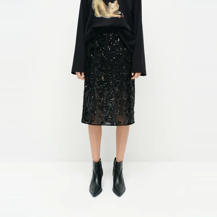 MOCO Casual Long Skirts Women's Black-2