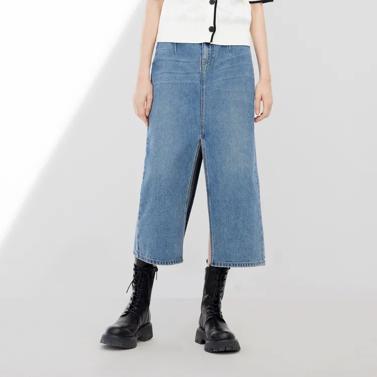 MOCO Denim Long Skirt Women's Blue-2