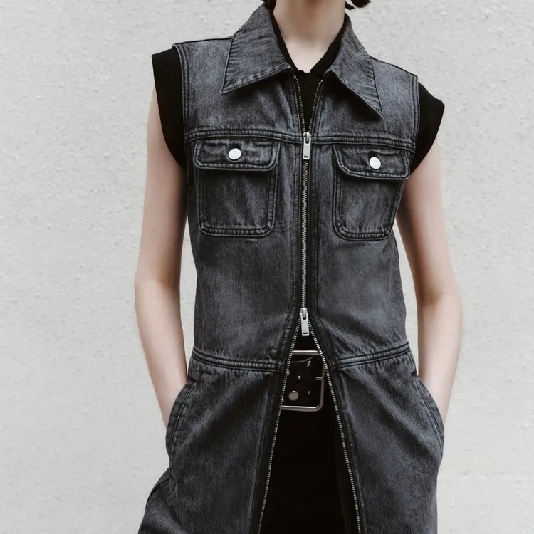 MO&CO Sleeveless Dresses Women's Denim Black-3