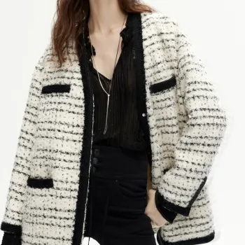 MO&CO Down Jackets Women's Black White Texture Color