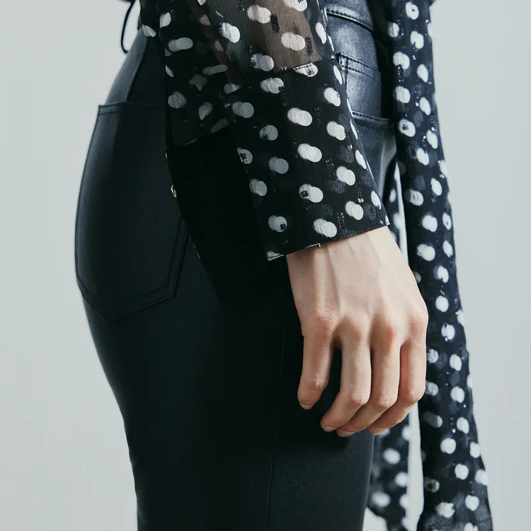 MOCO Shirt Women's Black White Polka Dots-4