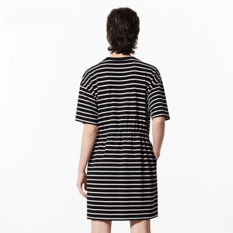 MOCO Dress Women's Blue Apricot Stripes-2
