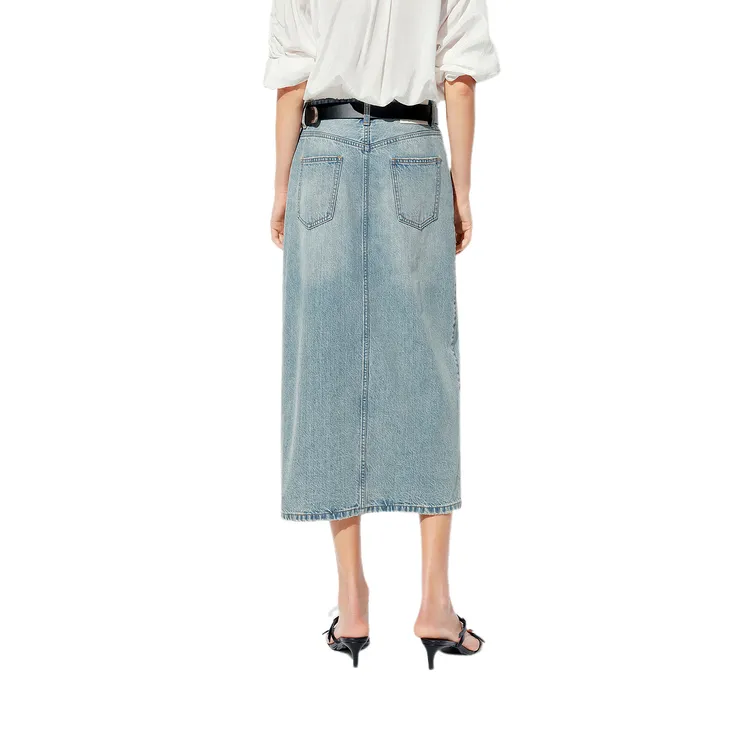 MOCO Denim Long Skirt Women's Blue-1
