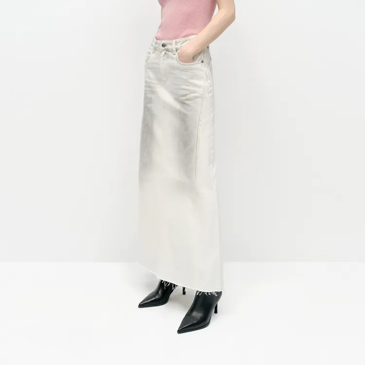 MOCO Denim Long Skirt Women's Denim White-3