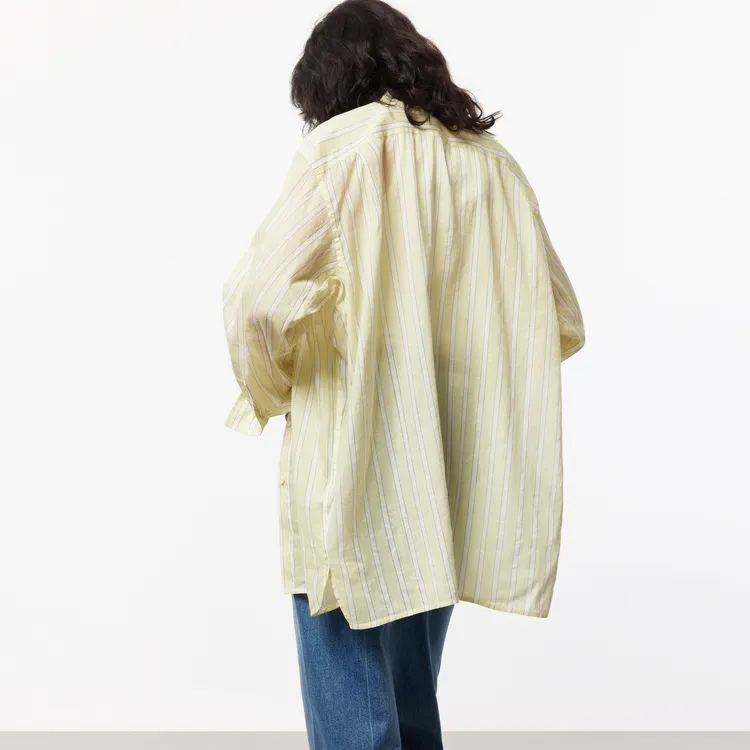 MOCO Shirt Women's Yellow With White Stripes-1