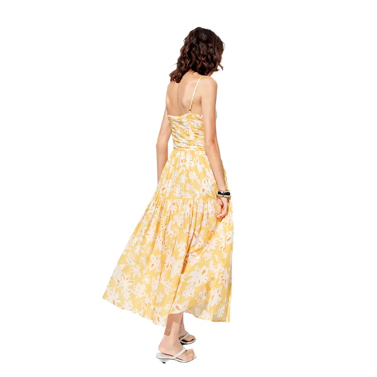 MO&CO Slip Dresses Women's Floral Yellow-0