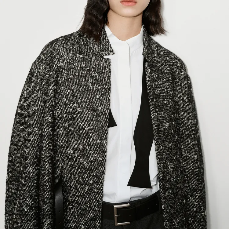 MOCO Coats Women's Black White Mixed Color-3