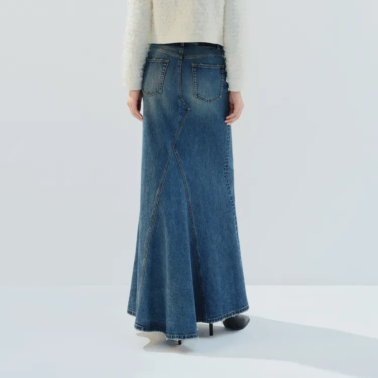 MOCO Denim Long Skirt Women's Denim Blue-2