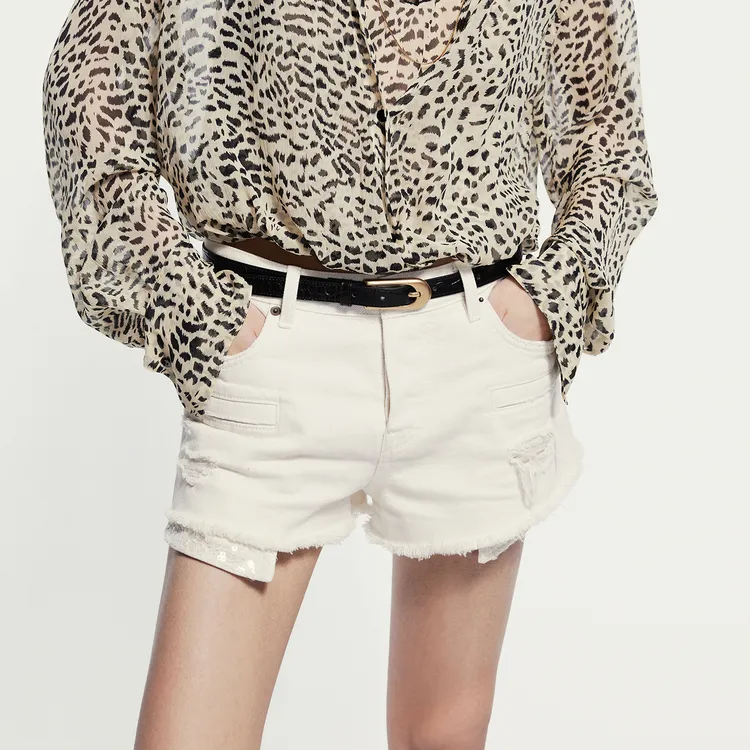 MOCO Denim Shorts Women's White-4