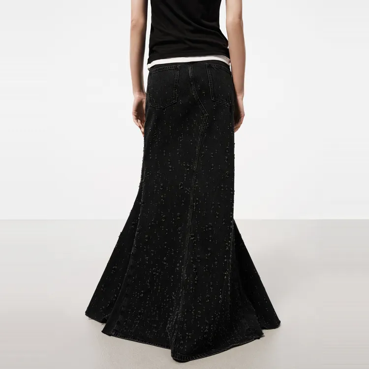 MOCO Denim Long Skirt Women's Black-3